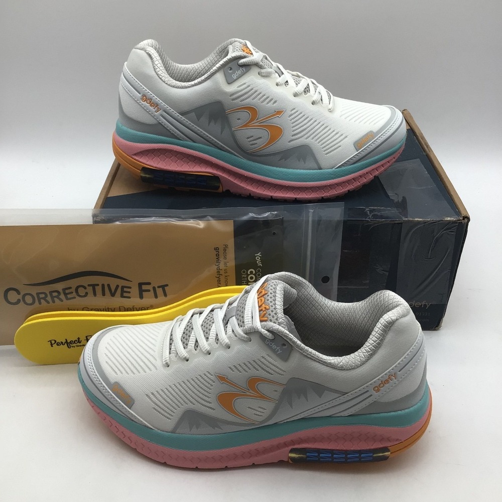 Gravity Defyer‎ Mighty Walk Womens Size 8.5 White Pink Orthopedic Shoes NEW